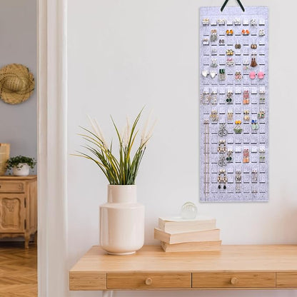 Lolalet Hanging Earring Holder Organizer with 20 Hooks for Women, Earring Organizer Wall Earrings Hanger Pierced Earring Storage, Felt Stud Earring Display, 608 Holes for Earrings- Grey, 1 Pack