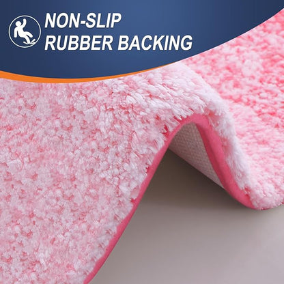 OLANLY Bathroom Runner Rugs Mat 47x17, Extra Soft Absorbent Microfiber Bath Rugs, Rubber Backing, Quick Dry, Washable Long Bath Mats for Bathroom Floor, Tub and Shower, Home Decor Accessories, Pink