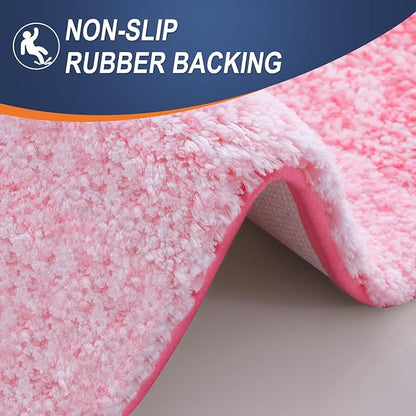 OLANLY Small Bathroom Rugs Mat 24x16, Extra Soft Absorbent Microfiber Bath Rugs, Rubber Backing, Quick Dry, Machine Washable Bath Mats for Bathroom Floor, Tub and Shower, Home Decor Accessories, Pink