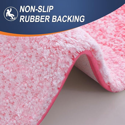 OLANLY Bathroom Runner Rugs Mat 59x24, Extra Soft Absorbent Microfiber Bath Rugs, Rubber Backing, Quick Dry, Washable Long Bath Mats for Bathroom Floor, Tub and Shower, Home Decor Accessories, Pink