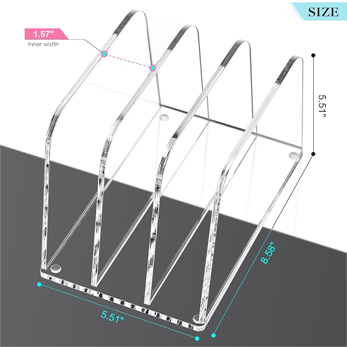 HeZone Desk File Organizer,3-Section Vertical Clear File Organizer File Holder Folder Holder Mail Sorter Acrylic Stand Rack,Office Organization for Home, Office & Classroom(1 Pack)