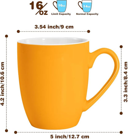 Urbanstrive 16 oz Large Coffee Mug with Handle Tea Cup Novelty Coffee Cup Idea Gift for Men Women Office Work (Orange)