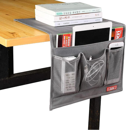 Zafit Bedside Storage Organizer, Table Cabinet Bedside Organizer Caddy for Remotes Phone Glasses (Classic 4 Pockets-Grey)