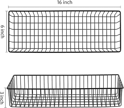 Wetheny Farmhouse Décor Metal Wire Organizer Storage Basket Bin(4 Pack)-Toilet Paper Storage-Organization and Storage for Bedroom, Bathroom, Kitchen Cabinets, Pantry, Laundry Room, Garage (Black)