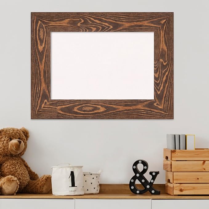 Amanti Art White Cork Board for Wall, 18x24 Vision Board with Brown Wood Frame, Small Corkboard Office Decor for Home Organization, Country Rustic Corkboard Pinboard to Display Items for Home
