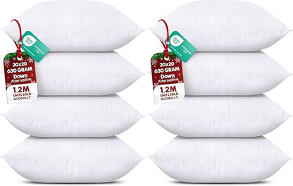 Utopia Bedding Throw Pillows (Set of 4, White), 20 x 20 Inches Pillows for Sofa, Bed and Couch Decorative Stuffer Pillow (Pack of 2)