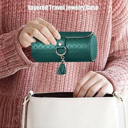 IBHOO Layered Travel Jewelry Case, Multi Layer Jewelry Box with Compartments for Necklaces Rings Earrings, Compact Zipper Jewelry Storage for Women, Portable Jewelry Holder for Travel Home (Gray)