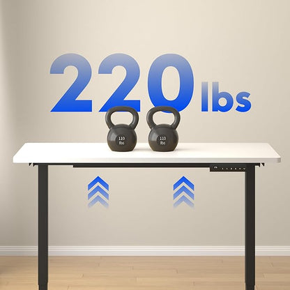 FLEXISPOT E3 Dual Motor Electric Standing Desk 48 x 30 Sit Stand Up Desk, Holds 220 lbs, Adjustable Height w/Memory Presets, One-Piece White Desktop & Black Frame, Ships in 2 Boxes