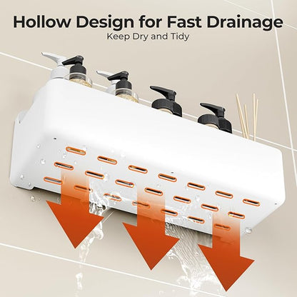 Orimade Shower Caddy 4-Pack, No-Drill Adhesive Shelves for Bathroom, Rustproof ABS Storage Organizer Set, White