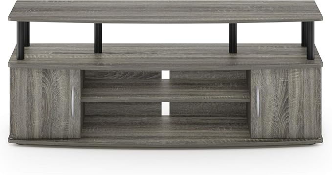 Furinno JAYA Large Entertainment Stand for TV Up to 55 Inch, French Oak Grey/Black