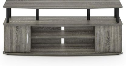 Furinno JAYA Large Entertainment Stand for TV Up to 55 Inch, French Oak Grey/Black