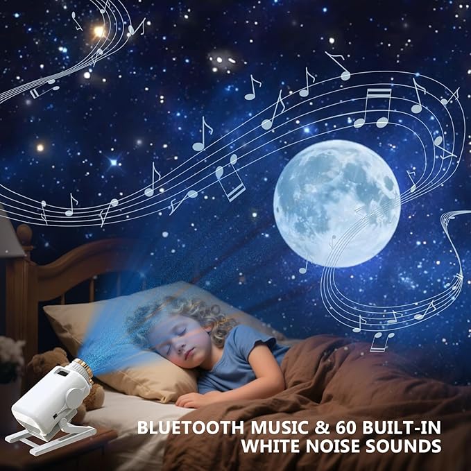 Planetarium 3D Galaxy Projector, Built-in 60 Scene Modes, with Bluetooth Speaker & Remote Control, Star Projector Light for Living Room Bedroom, forr Gifts for Kids, Adult（Robot Dog White）
