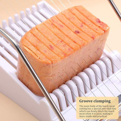 Slicer, Luncheon Meat Slicer Boiled Egg Fruit Soft Cheese Butter Slicers Cutter, Stainless Steel Wires, Cuts 10 Slices (White)