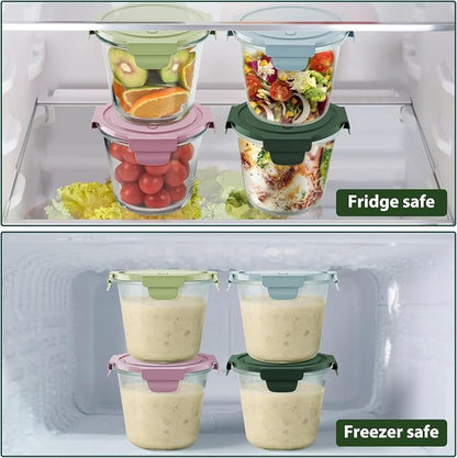 Freshmage 23oz Glass Meal Prep Containers with Lids, Airtight 3-Cup Glass Storage Containers Set, Heat-Resistant BPA-Free for Soup, Leftover, Microwave, Dishwasher, and Freezer Safe (6 Packs)