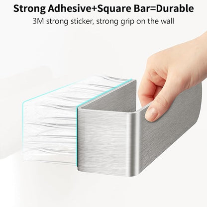 Bethom Adhesive Hand Towel Holder, 8 Inch Bar for Kitchen Cabinet, Brushed | Self Adhesive Hand Towel Racks, Stick on Wall for Bathroom, RV, Aluminum