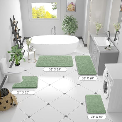 OLANLY Small Bathroom Rugs 24x16, Extra Soft Absorbent Chenille Bath Rugs, Rubber Backing Quick Dry, Machine Washable Bath Mats for Bathroom Floor, Tub and Shower, Home Decor Accessories, Sage Green