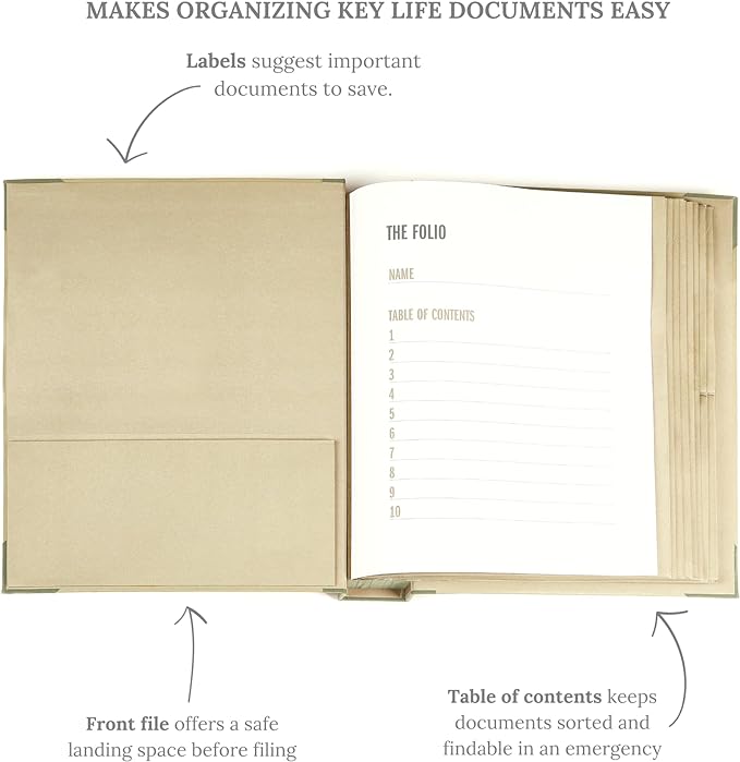 Savor | The Folio™ Document Organizer 2025 Edition | Premium Life Binder Acid-Free Custom Dyed Cloth-Bound Accordion Organizer w/ 10 Expandable Pockets | File Folders for Home Organization (Slate)
