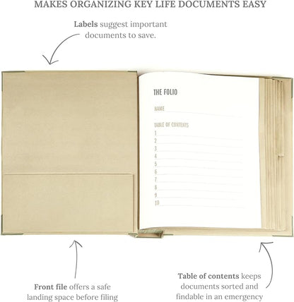 Savor | The Folio™ Document Organizer 2025 Edition | Premium Life Binder Acid-Free Custom Dyed Cloth-Bound Accordion Organizer w/ 10 Expandable Pockets | File Folders for Home Organization (Slate)