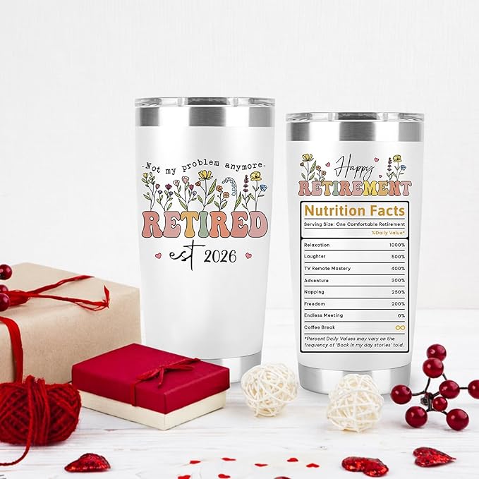 Retired Gifts for Women – Retired 2026 Not My Problem Anymore Tumbler with Card, Funny Gifts for Retirees, Farewell Gift Ideas for Women Coworkers, Bosses, Teachers, Nurses