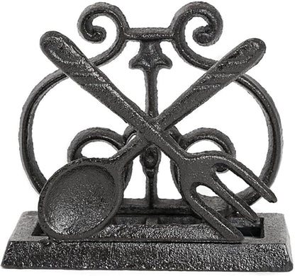 Sungmor Vintage Cast Iron Napkin Holder, Rustic Farmhouse Napkins Holder, Freestanding Table Napkins Stand, Pretty Tableware Decor Paper Napkin Rack, Home Restaurant Dining Table Square Napkin Holder
