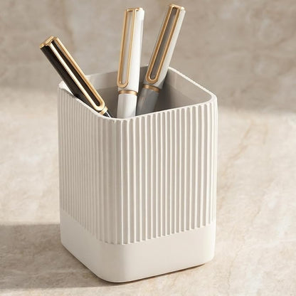 KIBAGA Aesthetic Pen Holder for Desk - Modern Concrete Pencil Holder - Cute and Functional Desk Organizer for Office Supplies - Stylish Office Decor Pen Cup