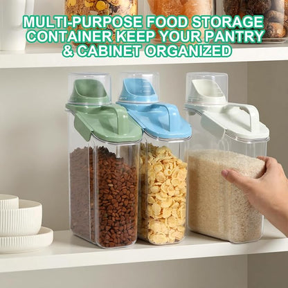 TBMax 2 Pack Rice Container Cereal Storage Container 3.2 Quarts, Kitchen Pantry Dry Food Storage Holder with Easy-Pouring Spout & Handy Cup, Small Pet Dog Cat Food Dispenser for Daily Feeding