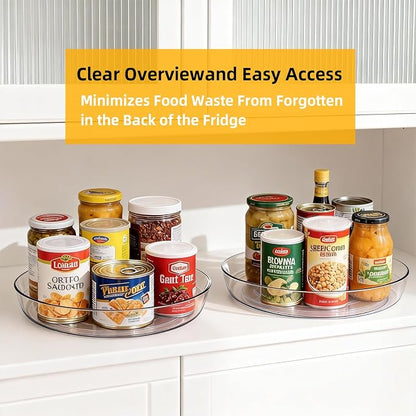 8 Pack Lazy Susan 10 inch Turntable for Spice Organization | Clear BPA-Free Plastic Rotating Organizer for Kitchen Cabinet, Pantry, Countertop, Fridge | 360-Degree Rotating Base