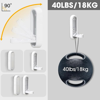 Dntorx Folding Coat Hooks, 2 Pcs Foldable White Wall Hooks Heavy Duty Foldable Hook Bathroom Towel Hooks Robe Hooks Wall Mounted for Hanging Coat Towels Clothes Hat Bags Keys