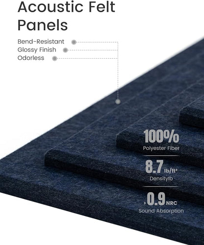 Fluxynara Felt Bulletin Board Tiles -28"x18" Cork Board Alternative for Office Decor, Push Pin Board Wall Organizer 6-Pack-Navy Blue