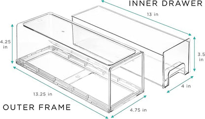 Sorbus Small Wide Clear Stackable Storage Drawers – 6-Pack Plastic Organizer Bins with Handles – Stackable Pull-Out Storage Drawers for Closet, Pantry, Office, Bathroom, Craft, and Toy Organization