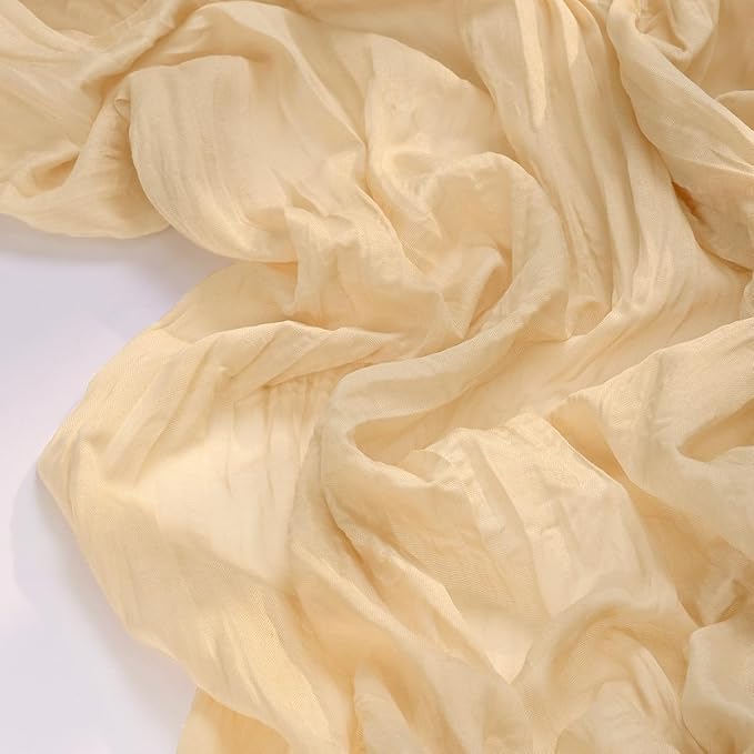 Socomi Gold Champagne Cheesecloth Table Runner Valentine's Day Boho Rustic Gauze 120 inch 10FT Cheese Cloth Runner for Wedding Party Baby Shower Birthday Home Decor Holiday Decorations