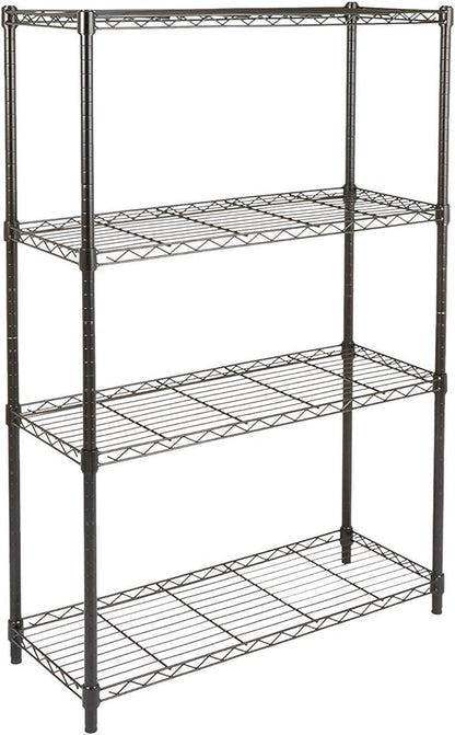 Amazon Basics 4-Shelf Adjustable Heavy Duty Steel Wire Rack Storage Shelving, Sturdy Garage Shelving, 350 lbs Capacity Per Shelf, Easy No-Tool Assembly, 36" x 14" x 54", Black