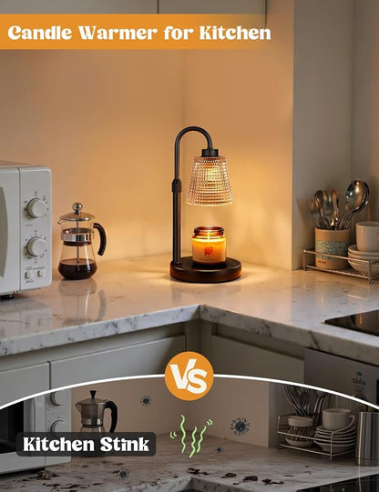 Innqoo Amber Candle Warmer Lamp with Timer, Dimmable Candle Warmer for Jar Candles, Height Adjustable Wax Melts Warmer, Birthday Gifts for Women Mom, House Warming Gifts New Home Decor