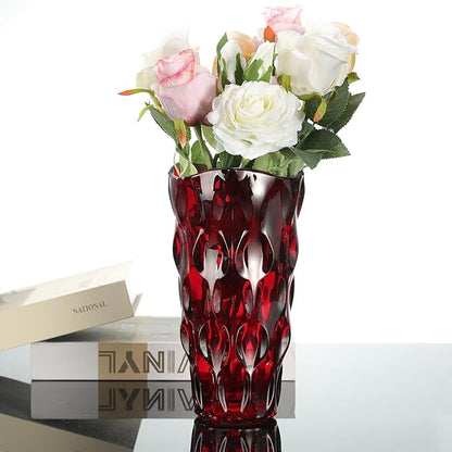 CEMABT 9.5inch 3.4 lb Glass Vases for Flowers Unbreakable Thickened Morden vase for Tables Centerpieces,Colorful,Vintage and Clear Rose Large Flower vases for Bouquet Unique Gifts（Red）
