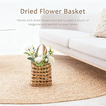 Wall Hanging Basket Decorative Boho Mounted Organizer Dried Flower Plants Front Door Basket for Garden Farmhouse Home