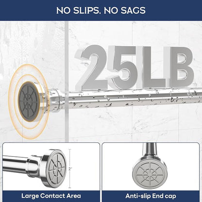 STARLATTA Adjustable Shower Curtain Rod 31-80 Inch, Never Rust Stainless Steel Silver Tension Rod, 1" Heavy Duty No-Drill for Bathroom, Kitchen & Closet