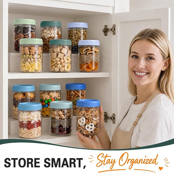 6 Pack Overnight Oats Containers with Lids, Mason Jars 16 oz with Lids, Yogurt Containers for Meal, Wide Mouth Glass Storage Jars for Pudding, Snack, Prep, Oatmeal, Sugar, Food, Chia, Seed