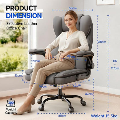 Big and Tall Office Chair Executive Chairs with Adjustable Armrests and Lumbar Support Ergonomic High Back Gaming Chair Computer Chair (Deep Grey, Oversized)