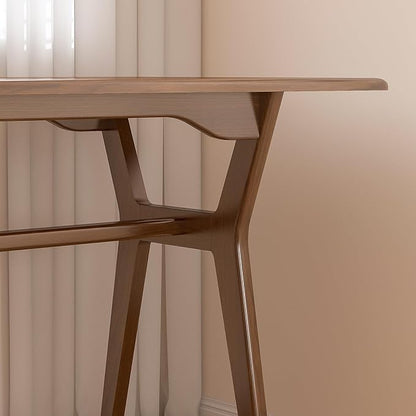 Solid Wood Study Desk - 71" Double Long Computer Table for Home Office, 2-Person PC Workstation, Walnut