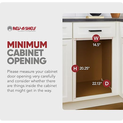 Rev-A-Shelf Double 35 Qt Pullout Trash Cans with Soft-Close for Under Kitchen Cabinets, Min Opening Width of 14.5", Orion Gray, 53WC-1835SCDM-213
