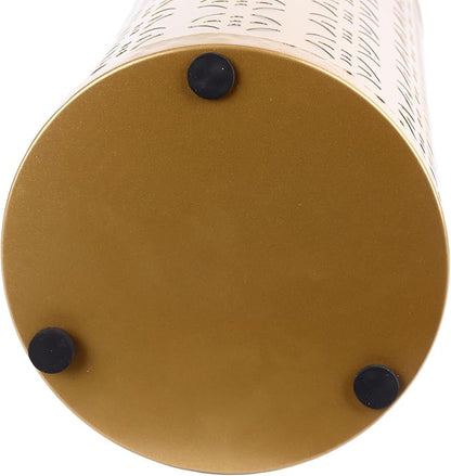 Zerodis Large Round Hollow Design Metal Umbrella Holder, Stylish Gold Finish Steel Umbrella Stand for Entryway, Home Office, and Outdoor Use (L)