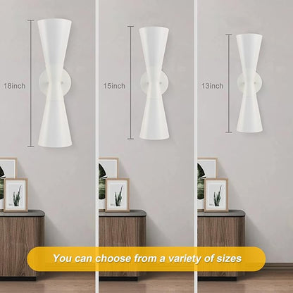 Modern Indoor Wall Sconce, Light Up and Down White Wall Sconce, Mid Century Indoor Wall Light Fixture, Hardwired Wall Mounted Lamp for Living Room, Bathroom, Bedroom, Hallway, 18 Inch