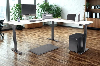 Lift It, 72"x24" Electric Height Adjustable Desk and 48"x24" Return for Office or Home, Dual Motor, 4 Memory/USB Charging LED Control, Brite White Top and Black Frame