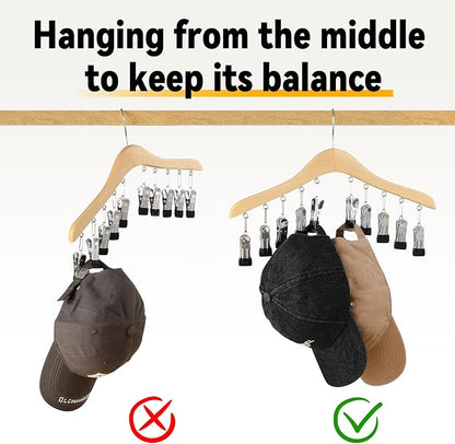 Legging Organizer for Closet, Wooden Yoga Pants Hangers 2 Pack with 10 Clips Holds 20 Leggings, Space Saving Hanging Closet Organizer, Closet Organizers and Storage, Dorm Room Organization