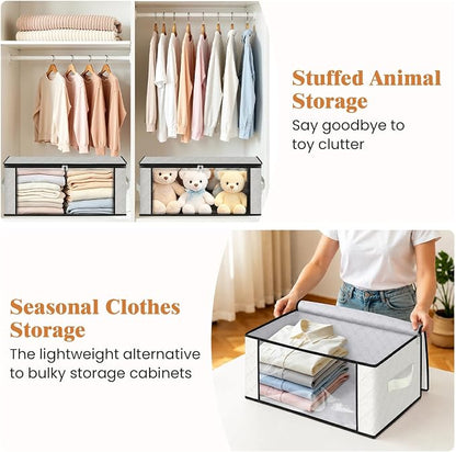 Fab totes 35L Closet Organizers and Storage, Foldable Under Bed Storage Containers, Storage bags for Organizing Bedroom, Closet, Clothing,Organization with Handle (8 Pack,Ivory)
