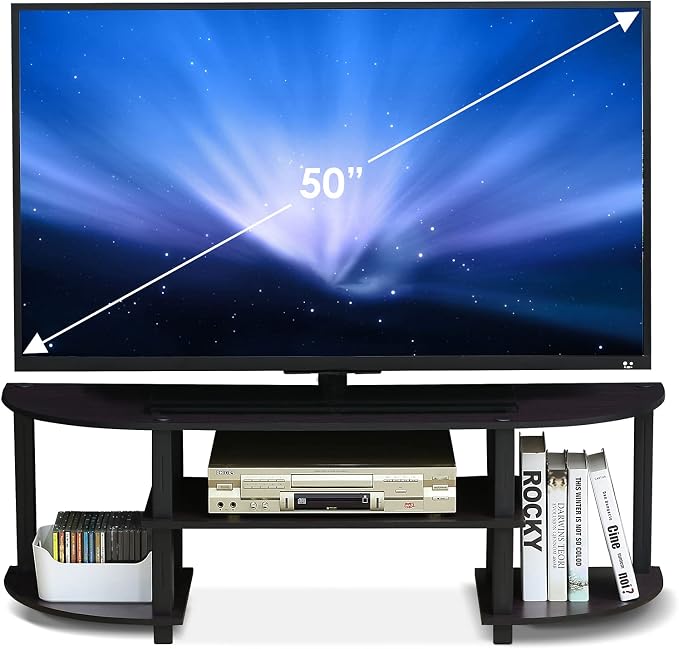Furinno Turn-S-Tube Wide TV Entertainment Center, Dark Walnut