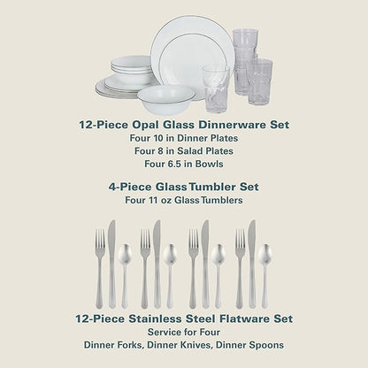 Gibson Home 74 Piece Kitchen in a Box Pots and Pans Cookware, Plates and Bowls Dinnerware, Cutlery Knife Block, Flatware Utensils, Tools & Gadgets, Storage, Glasses Set