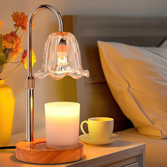 Candle Warmer Lamp Electric Timer: Dimmable Candles Warming Lamps - Height Adjustable Burner Jar - No Flame Scented Melts Wax - All Candle Jars Home Decor Table Light