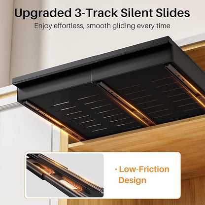 Pull out Cabinet Organizer, 4-Pack Expandable(13.6"-24") Silde out Drawers with Raising Pad for Framed Cabinets, Adjustable Full-Extension Roll out Shelves for Kitchen Pantry Home Pot and Pan(Black)