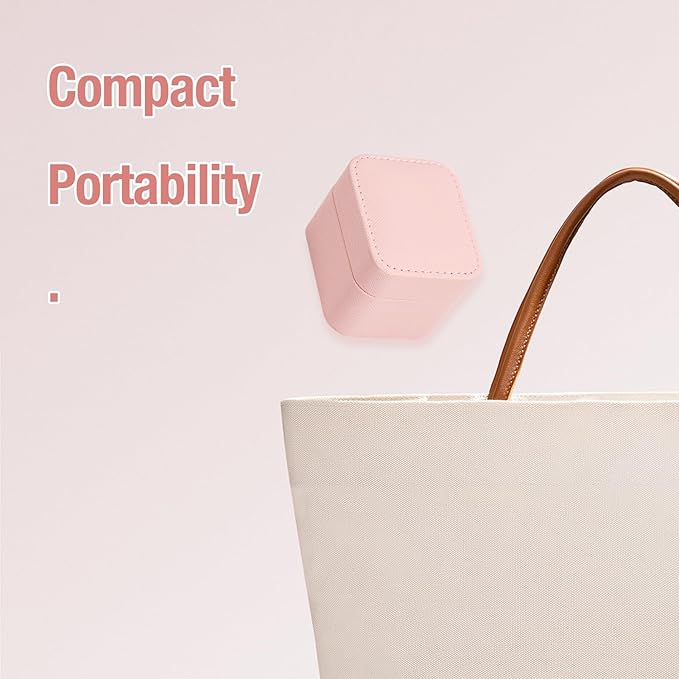 SANQIANWAN PU Leather Wedding Ring Box Jewelry Case for Proposal Engagement Ring Box Jewelry Display Box Gift Box for Birthday and Anniversary (Light Pink-B)